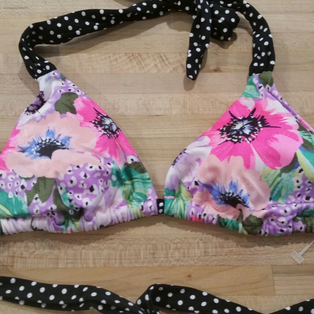 New VS Floral polka dot bikini top